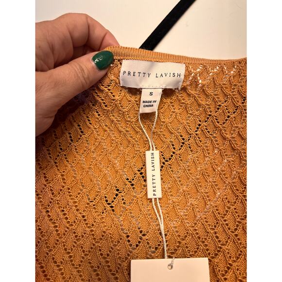 NWT Pretty Lavish Croisette Knit Beaded Midaxi Dress In Apricot Size Small - Picture 10 of 13